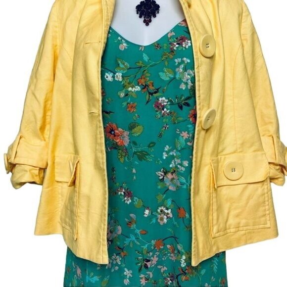 ColdWater Creek Yellow Blazer Large Button Down Coat Jacket Blazer Size 10 M - Picture 4 of 9